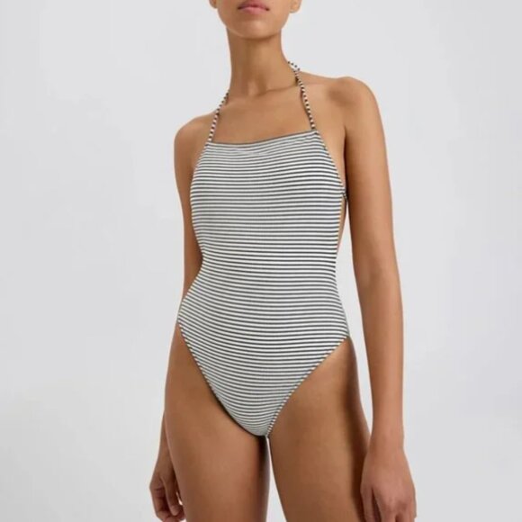 NWT Solid & Striped Zaria One Piece Noir White Stripe Swimsuit - Picture 1 of 6